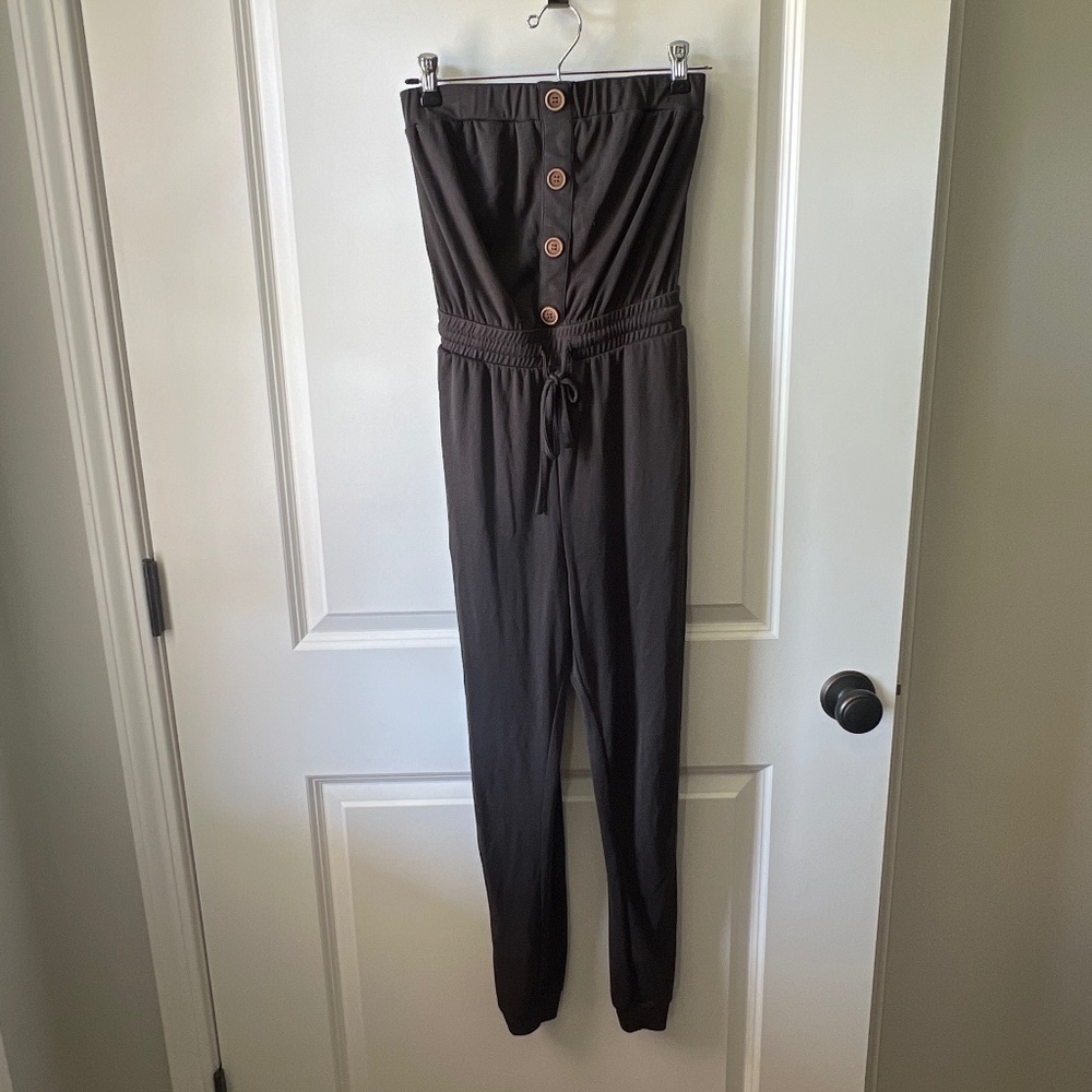 Strapless Charcoal Gray Jumpsuit